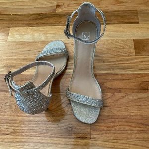 Bedazzled toe strap heels